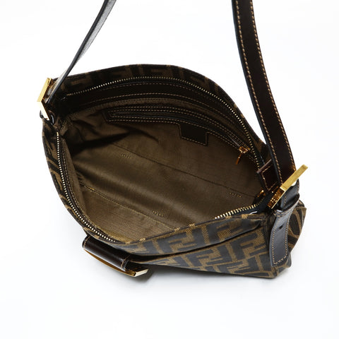 FENDI Zucca Canvas Mamma Baguette Shoulder Bag Brown WS25463