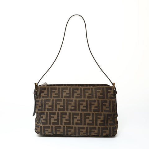 FENDI Zucca Canvas Mamma Baguette Shoulder Bag Brown WS25463