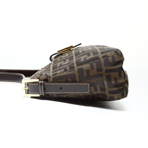 FENDI Zucca Canvas Mamma Baguette Shoulder Bag Brown WS25463