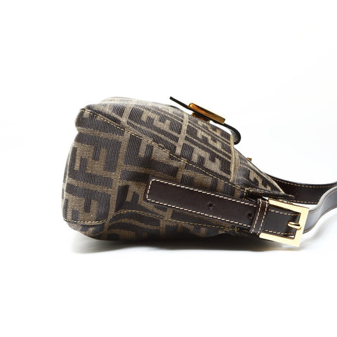 FENDI Zucca Canvas Mamma Baguette Shoulder Bag Brown WS25463