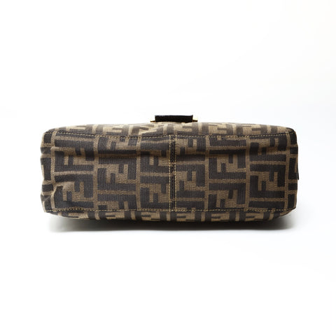 FENDI Zucca Canvas Mamma Baguette Shoulder Bag Brown WS25463