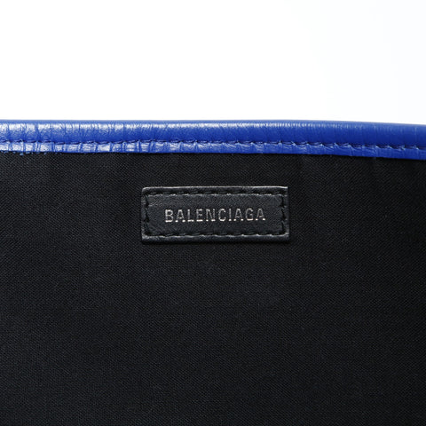 BALENCIAGA Logo Cabas S Tote with Pouch Handbag Ivoryx blue WS25464