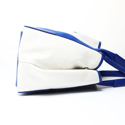 BALENCIAGA Logo Cabas S Tote with Pouch Handbag Ivoryx blue WS25464