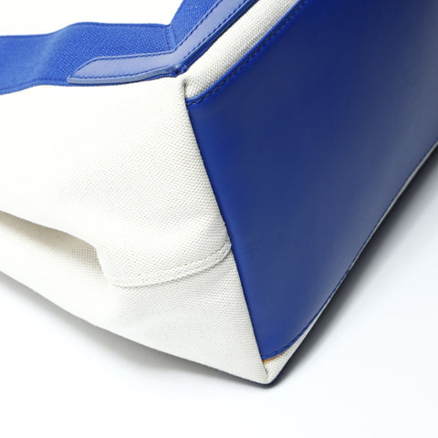 BALENCIAGA Logo Cabas S Tote with Pouch Handbag Ivoryx blue WS25464