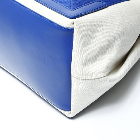 BALENCIAGA Logo Cabas S Tote with Pouch Handbag Ivoryx blue WS25464