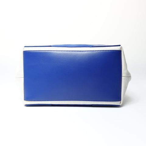 BALENCIAGA Logo Cabas S Tote with Pouch Handbag Ivoryx blue WS25464