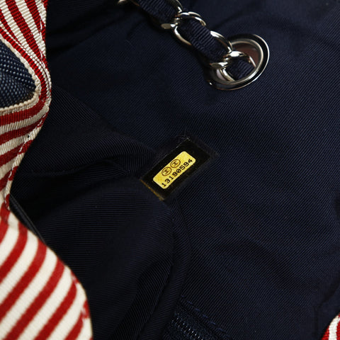 CHANEL 2009-2010 No. 13 Denim Marine Large COCO Mark Coco Cabas Shoulder Bag Navy WS25465