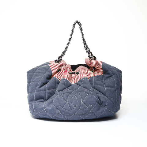 CHANEL 2009-2010年13号牛仔海洋大号COCO Mark可可卡巴斯单肩包海军蓝 WS25465