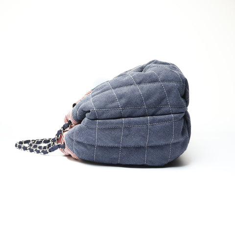 CHANEL 2009-2010 No. 13 Denim Marine Large COCO Mark Coco Cabas Shoulder Bag Navy WS25465