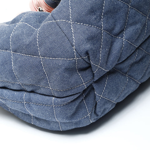 CHANEL 2009-2010 No. 13 Denim Marine Large COCO Mark Coco Cabas Shoulder Bag Navy WS25465