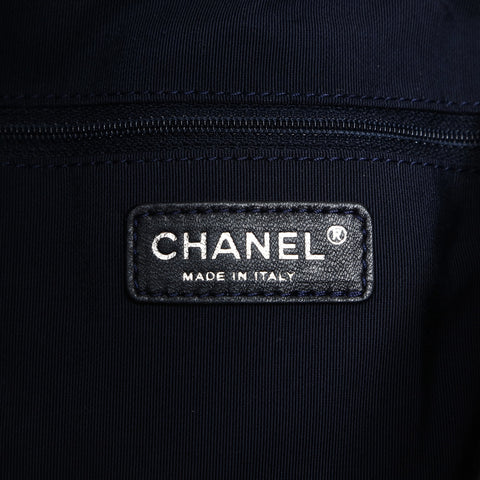 CHANEL 2009-2010 No. 13 Denim Marine Large COCO Mark Coco Cabas Shoulder Bag Navy WS25465