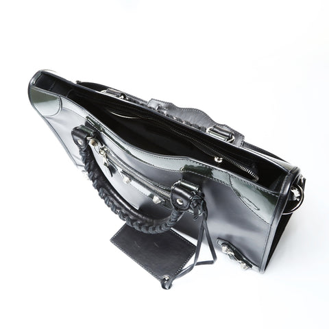BALENCIAGA City Large Patent Leather Handbag black WS25466