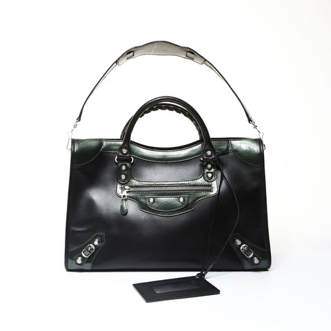 BALENCIAGA City Large Patent Leather Handbag black WS25466