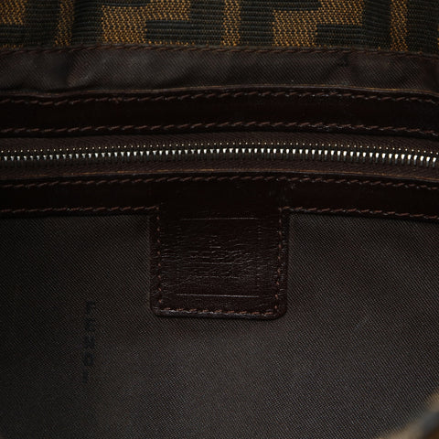 FENDI Mamma Baguette Zucca Canvas Shoulder Bag Brown WS25468