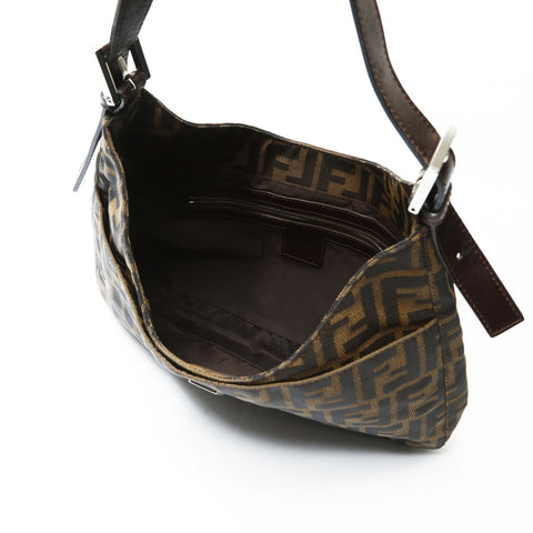 FENDI Mamma Baguette Zucca Canvas Shoulder Bag Brown WS25468