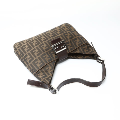 FENDI Mamma Baguette Zucca Canvas Shoulder Bag Brown WS25468