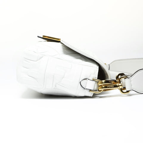 FENDI Zucca embossed leather Baguette satchel bag Shoulder Bag white WS25469