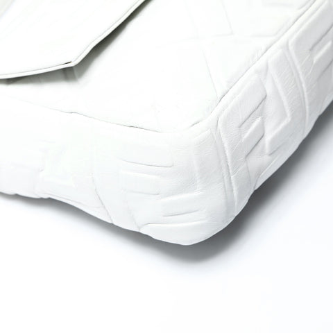 FENDI Zucca embossed leather Baguette satchel bag Shoulder Bag white WS25469