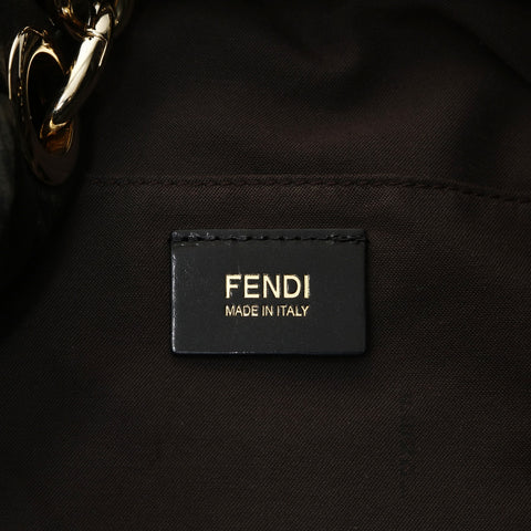 FENDI Mia Mamma Leather Bucket Chain Shoulder Bag black WS25471