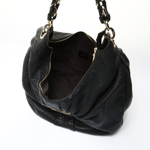 FENDI Mia Mamma Leather Bucket Chain Shoulder Bag black WS25471