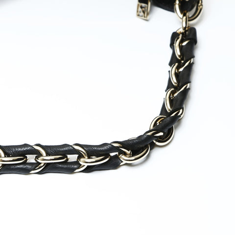 FENDI Mia Mamma Leather Bucket Chain Shoulder Bag black WS25471