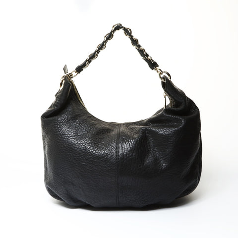 FENDI Mia Mamma Leather Bucket Chain Shoulder Bag black WS25471