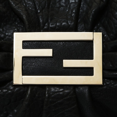 FENDI Mia Mamma Leather Bucket Chain Shoulder Bag black WS25471