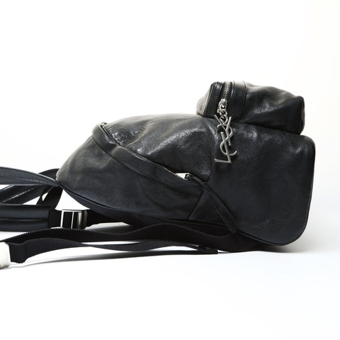 YVES SAINT LAURENT leather Backpack  Daypack black WS25472