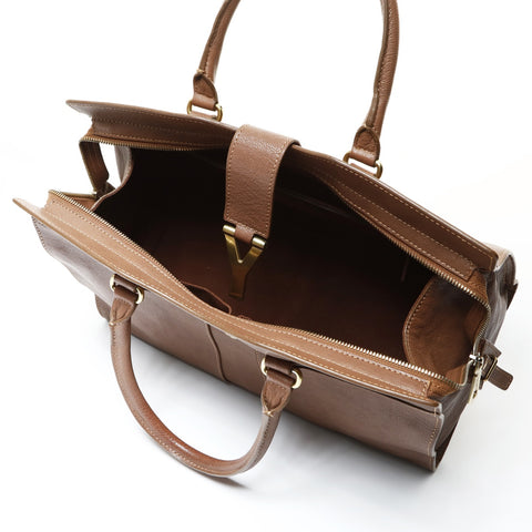 YVES SAINT LAURENT Leather Cabas Chic Large Handbag Brown WS25474