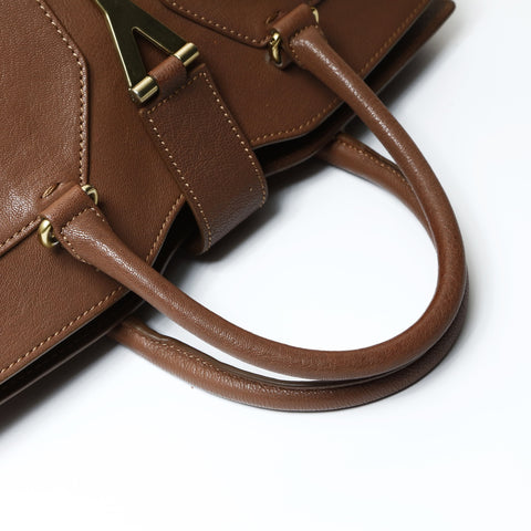 YVES SAINT LAURENT Leather Cabas Chic Large Handbag Brown WS25474