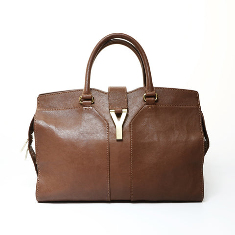 YVES SAINT LAURENT Leather Cabas Chic Large Handbag Brown WS25474