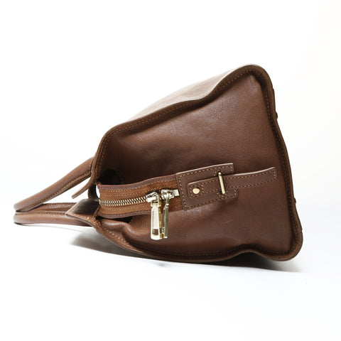 YVES SAINT LAURENT Leather Cabas Chic Large Handbag Brown WS25474