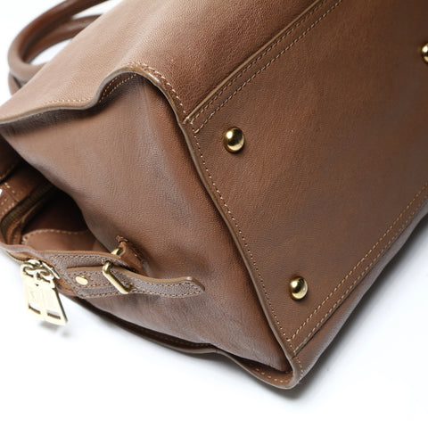 YVES SAINT LAURENT Leather Cabas Chic Large Handbag Brown WS25474