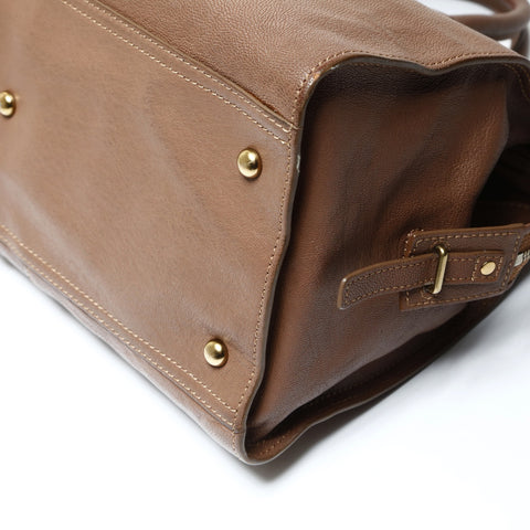 YVES SAINT LAURENT Leather Cabas Chic Large Handbag Brown WS25474