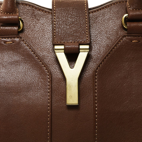 YVES SAINT LAURENT Leather Cabas Chic Large Handbag Brown WS25474