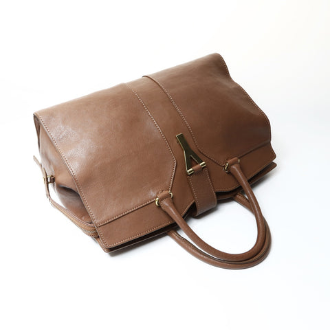 YVES SAINT LAURENT Leather Cabas Chic Large Handbag Brown WS25474