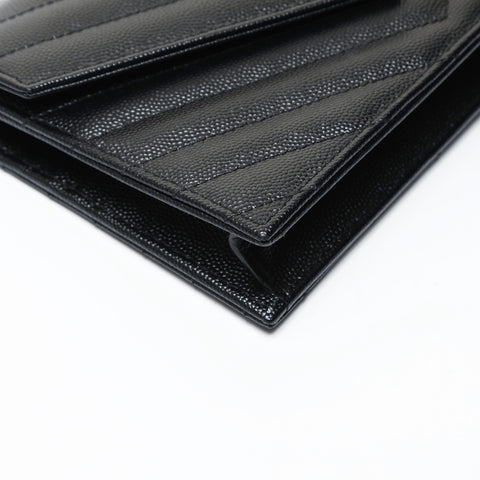 YVES SAINT LAURENT Envelope Cassandra Chain Wallet Leather Shoulder Bag black WS25476
