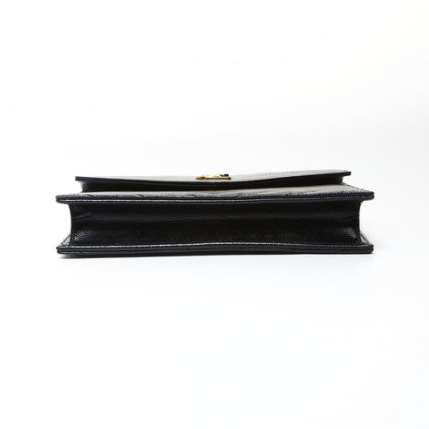 YVES SAINT LAURENT Envelope Cassandra Chain Wallet Leather Shoulder Bag black WS25476
