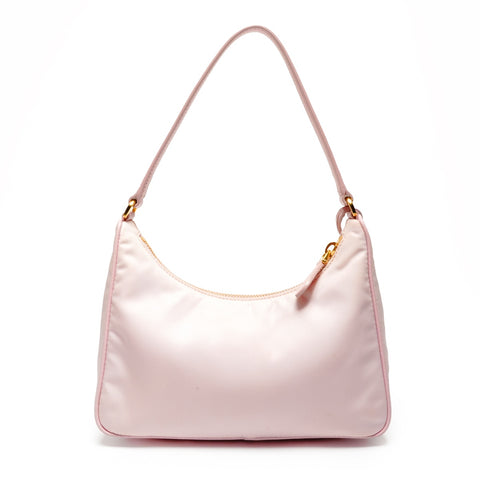PRADA Nylon Hobo Mini with Triangle Logo Handbag pink WS25478