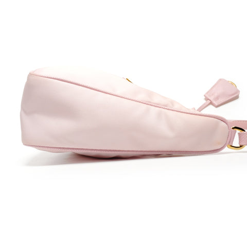 PRADA Nylon Hobo Mini with Triangle Logo Handbag pink WS25478