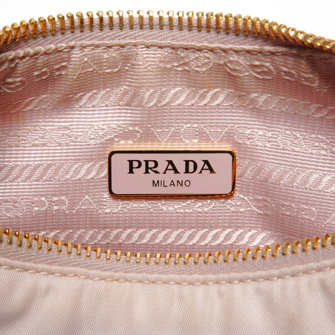 PRADA Nylon Hobo Mini with Triangle Logo Handbag pink WS25478