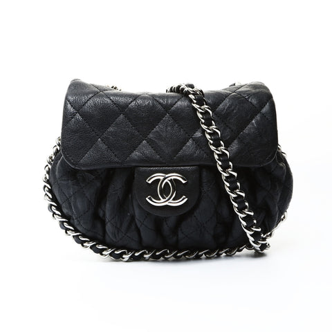 CHANEL 19th Series 2014 Luxury Chain Mini Pochette Flap Shoulder Bag black WS25479