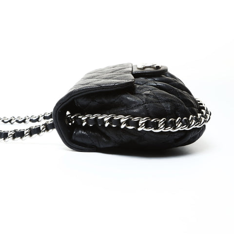 CHANEL 19th Series 2014 Luxury Chain Mini Pochette Flap Shoulder Bag black WS25479