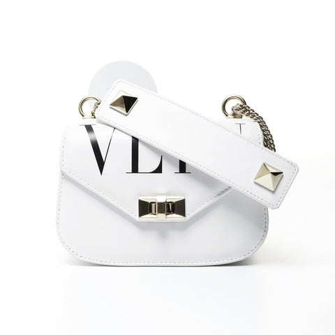 VALENTINO Small VLTN Leather Shoulder Bag white WS25481