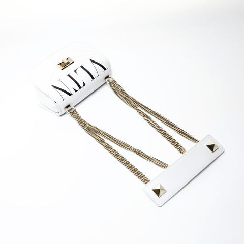 VALENTINO Small VLTN Leather Shoulder Bag white WS25481