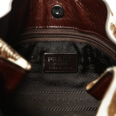 PRADA Harako Leopard Chain Shoulder Bag Brown WS25483