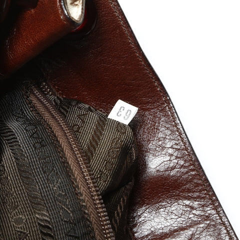 PRADA Harako Leopard Chain Shoulder Bag Brown WS25483