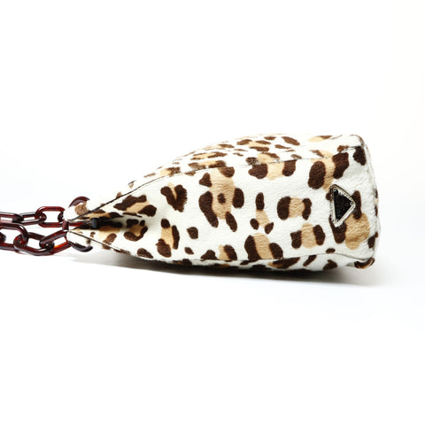 PRADA Harako Leopard Chain Shoulder Bag Brown WS25483