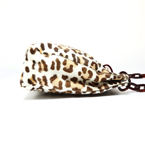 PRADA Harako Leopard Chain Shoulder Bag Brown WS25483