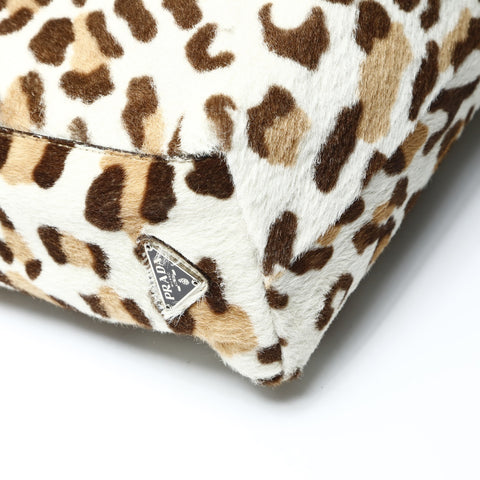 PRADA Harako Leopard Chain Shoulder Bag Brown WS25483